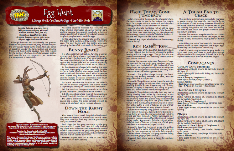 two-page spread of Egg Hunt one-sheet adventure